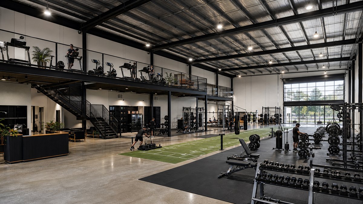 Gym fit-out concept inside a warehouse unit